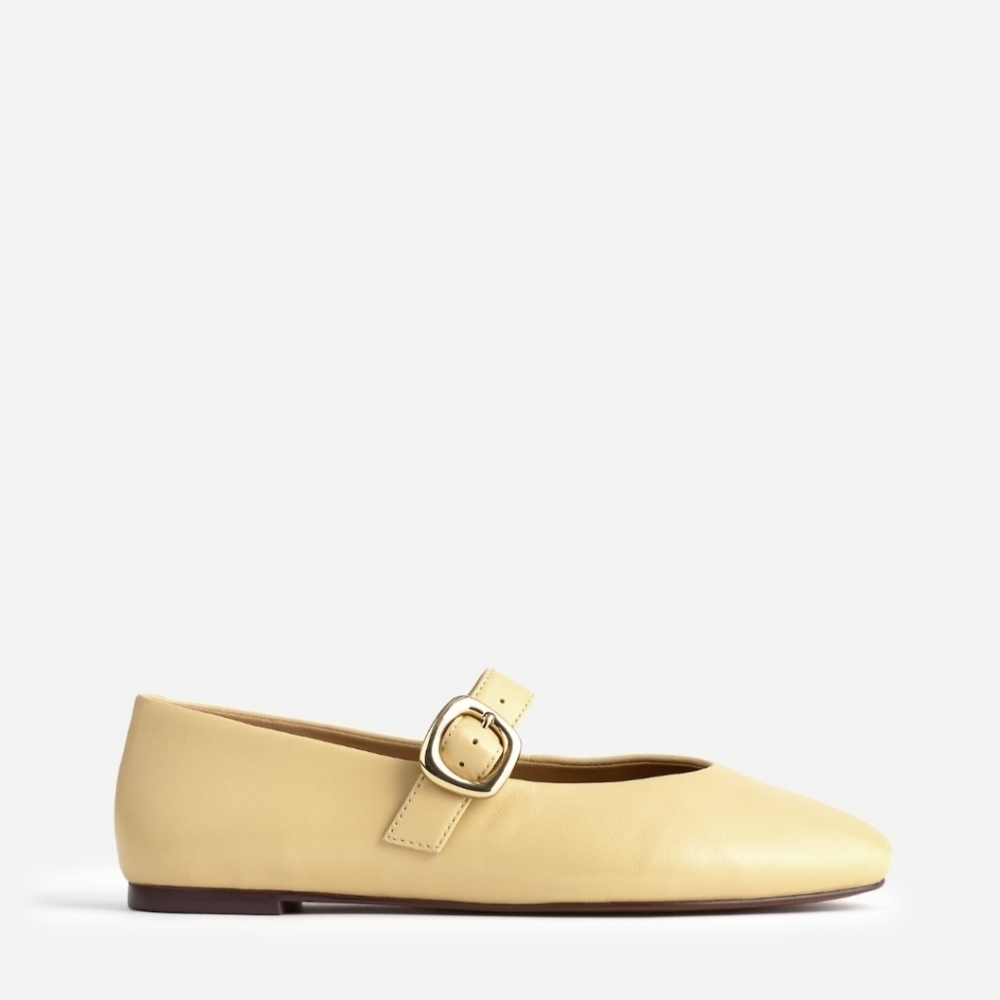 New! Madewell The Remy Mary Jane Leather Ballet Flats in Yellow Clay - Picture 2 of 14